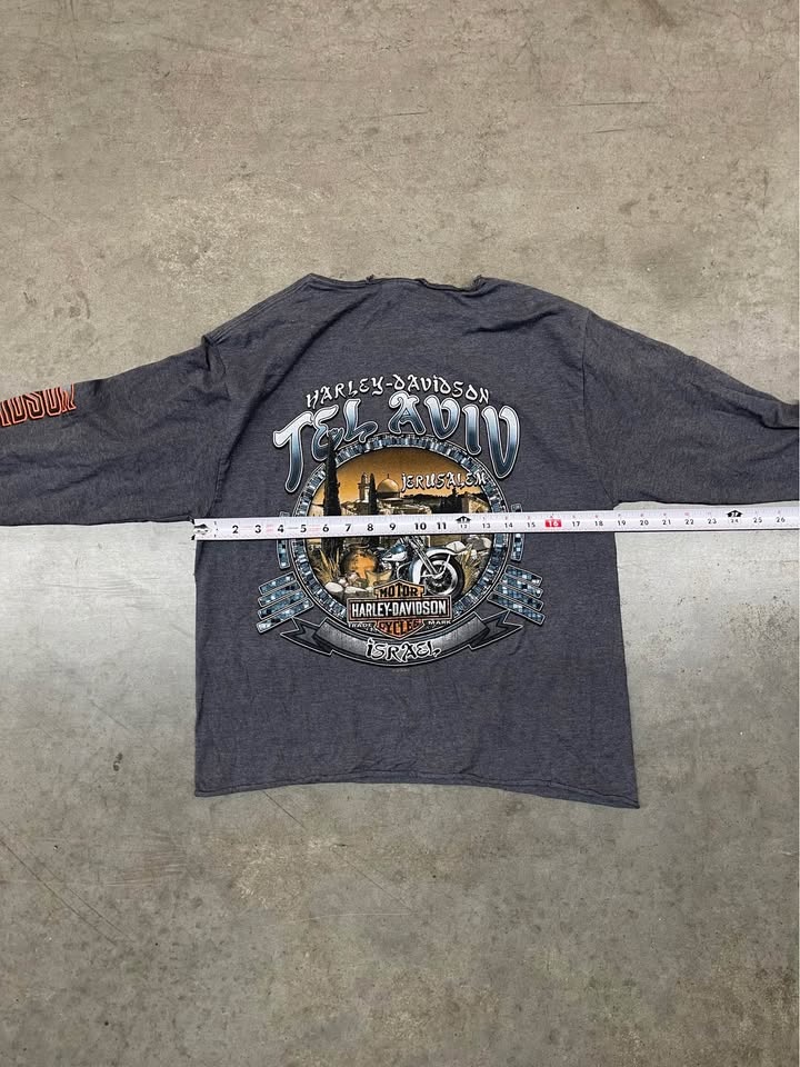 Y2K Men's Grey Harley Davidson Rare Tel Aviv Israel long sleeve - photo 4