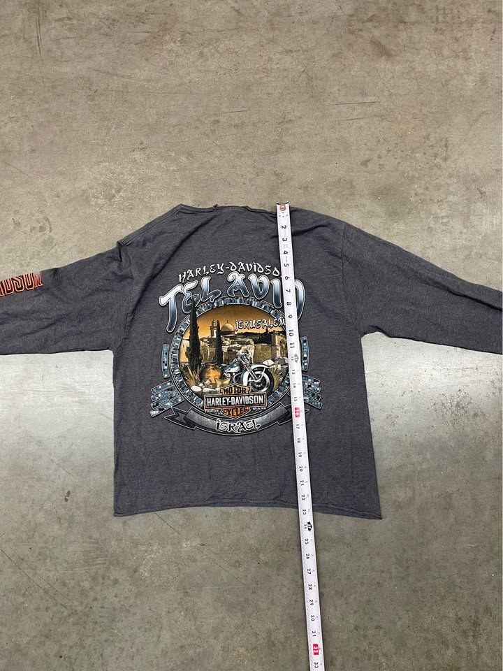 Y2K Men's Grey Harley Davidson Rare Tel Aviv Israel long sleeve - photo 5