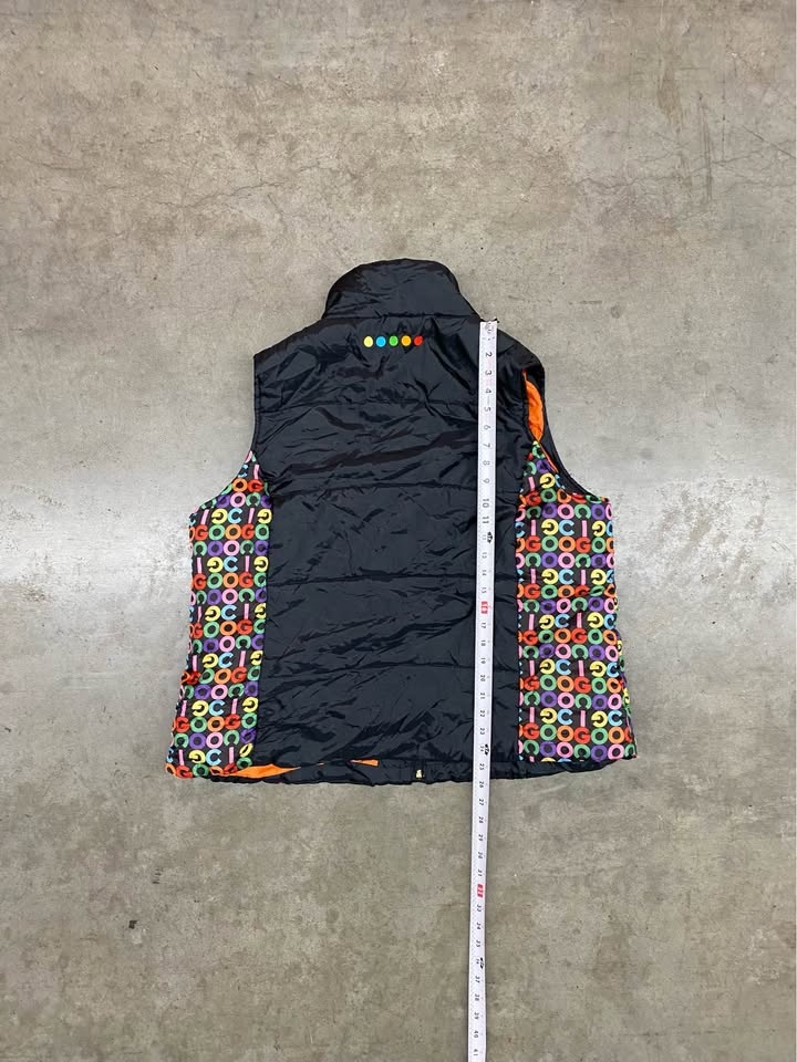 Vintage COOGI Women's Puffer Vest Black Multicolor Rainbow Logo - photo 5
