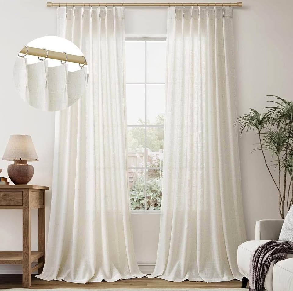 Linen Curtains 108” long (2 drapes)