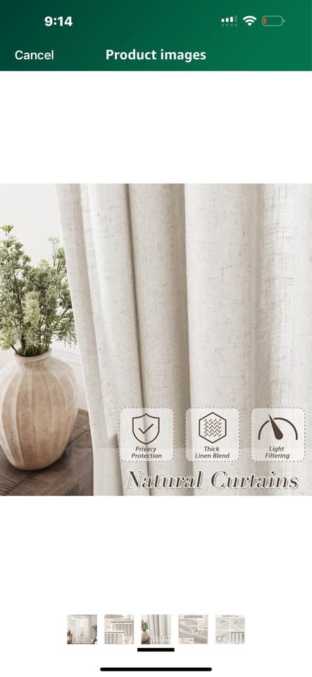 Linen Curtains 108” long (2 drapes) - photo 2