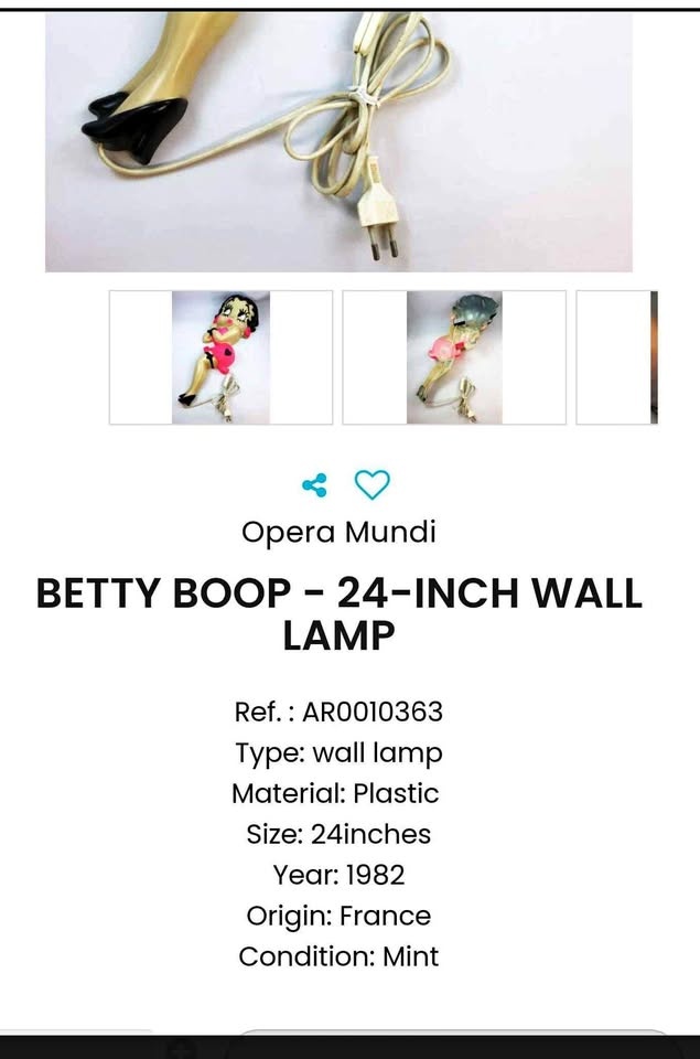 1982 Betty Boo wall lamp