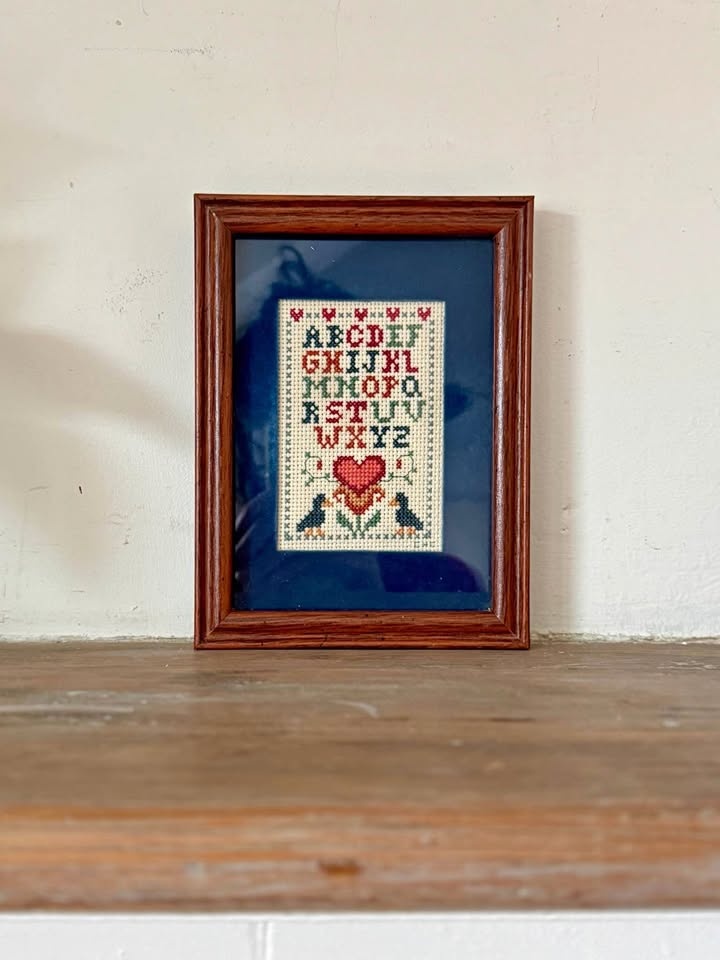 Framed Vintage Cross Stitch Sampler