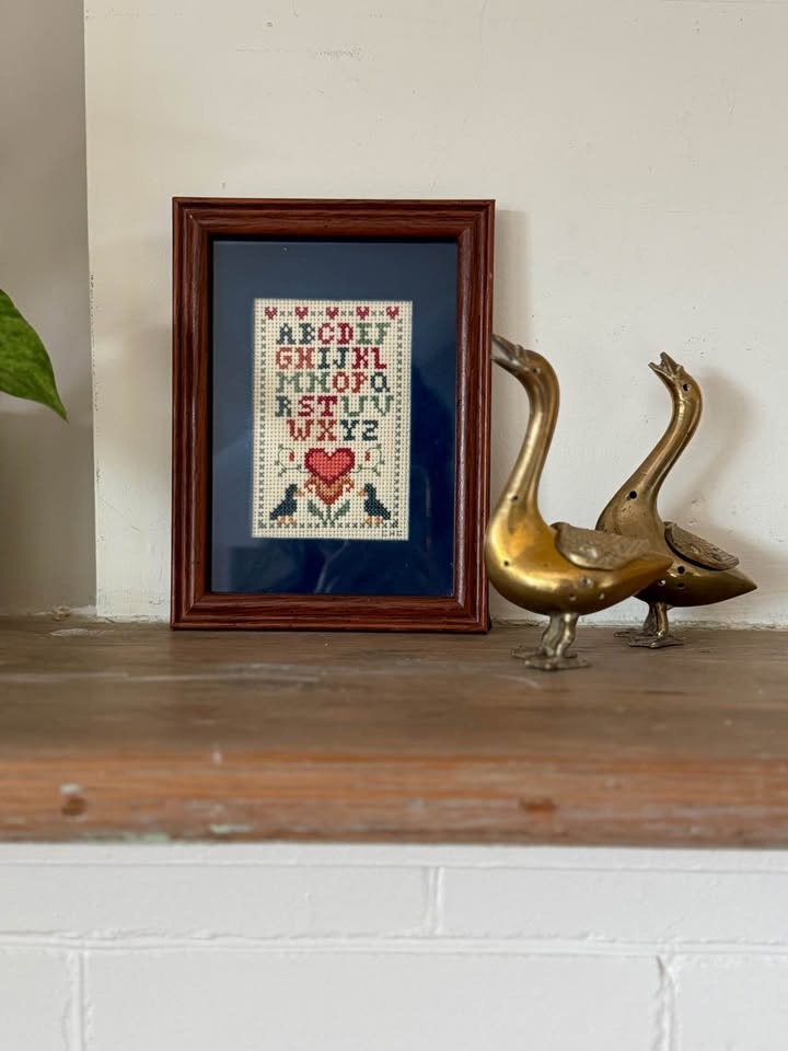 Framed Vintage Cross Stitch Sampler - photo 2