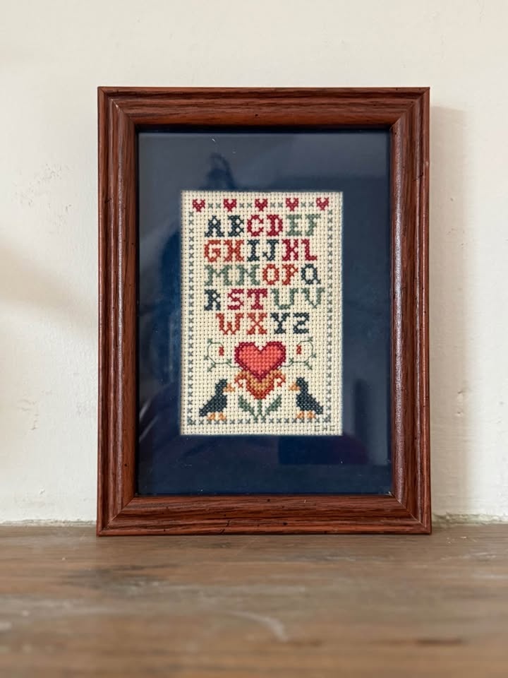 Framed Vintage Cross Stitch Sampler - photo 5
