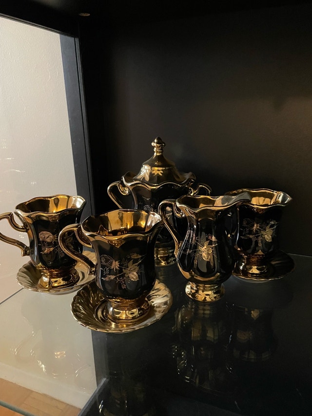 Tea Set navy with gold