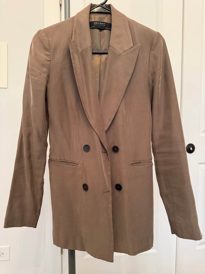 ZARA Basic Blazer - XS - Taupe/Brown - Like New - photo 2