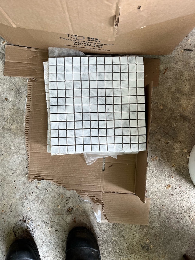 white mosaic tiles