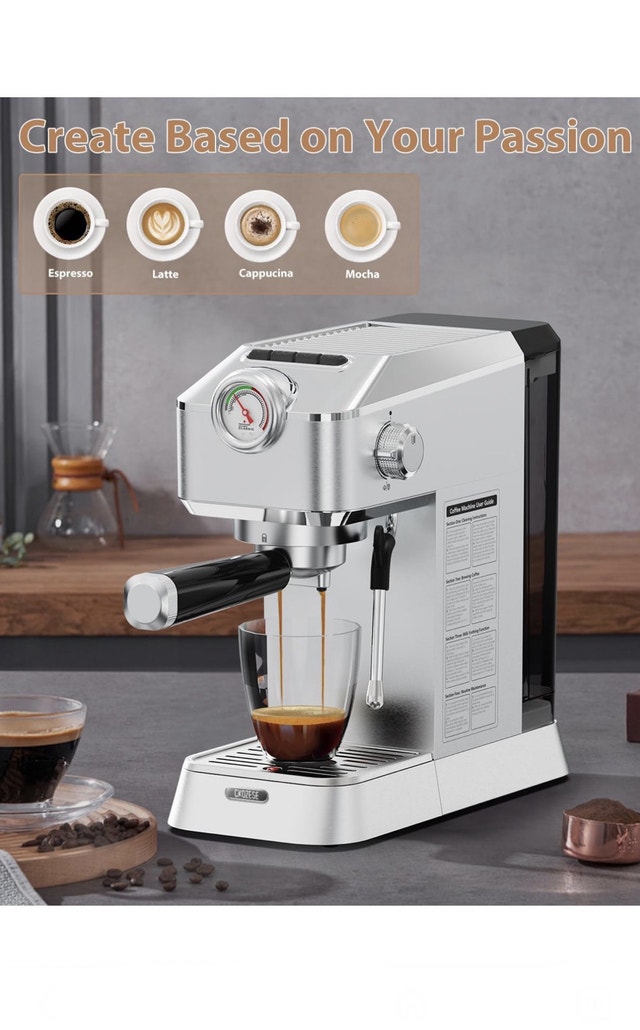 NEW Stainless Steel Espresso Machine, w/ Milk Frother Steam Wand - photo 2