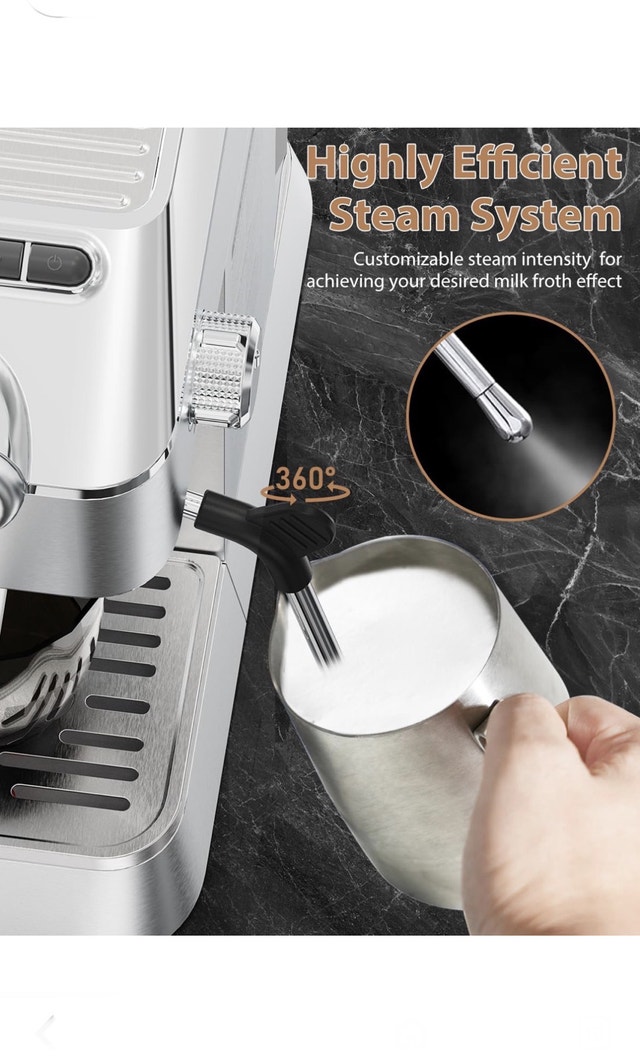NEW Stainless Steel Espresso Machine, w/ Milk Frother Steam Wand - photo 3