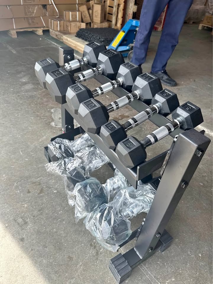 🏋️‍♂️ Brand New York 5–25 lb Dumbbell Set + York 2-Tier Rack 💪