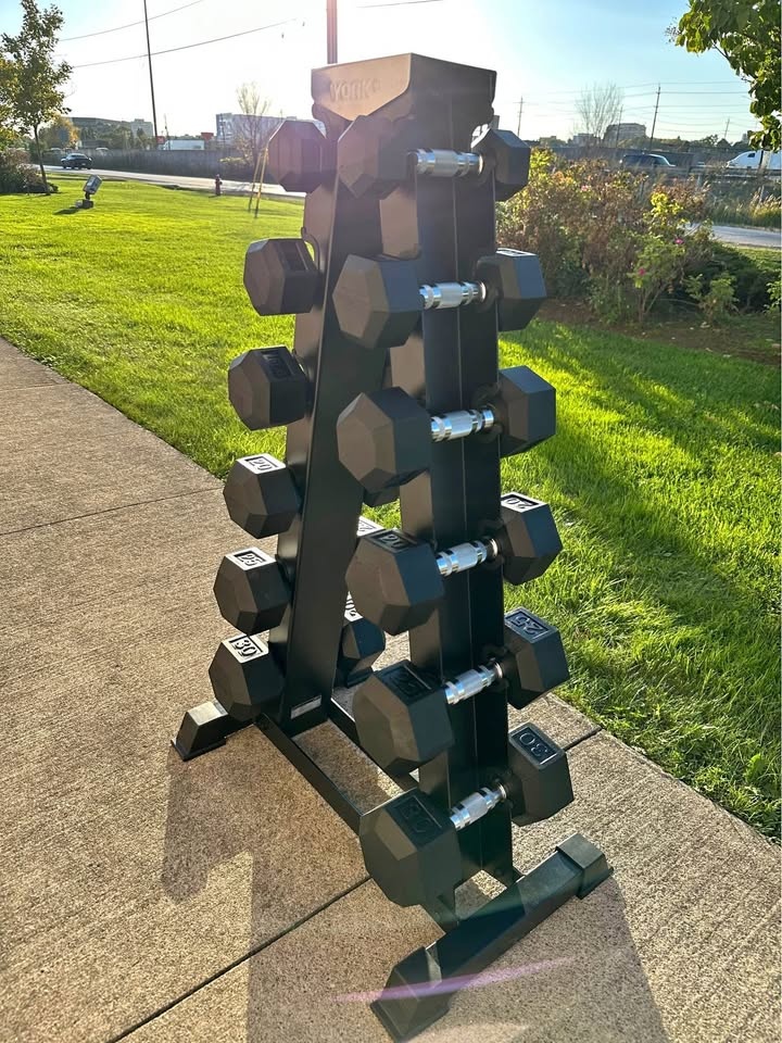 Brand New York Dumbbell Set (5–30 lbs) + York 6-Pair Stand