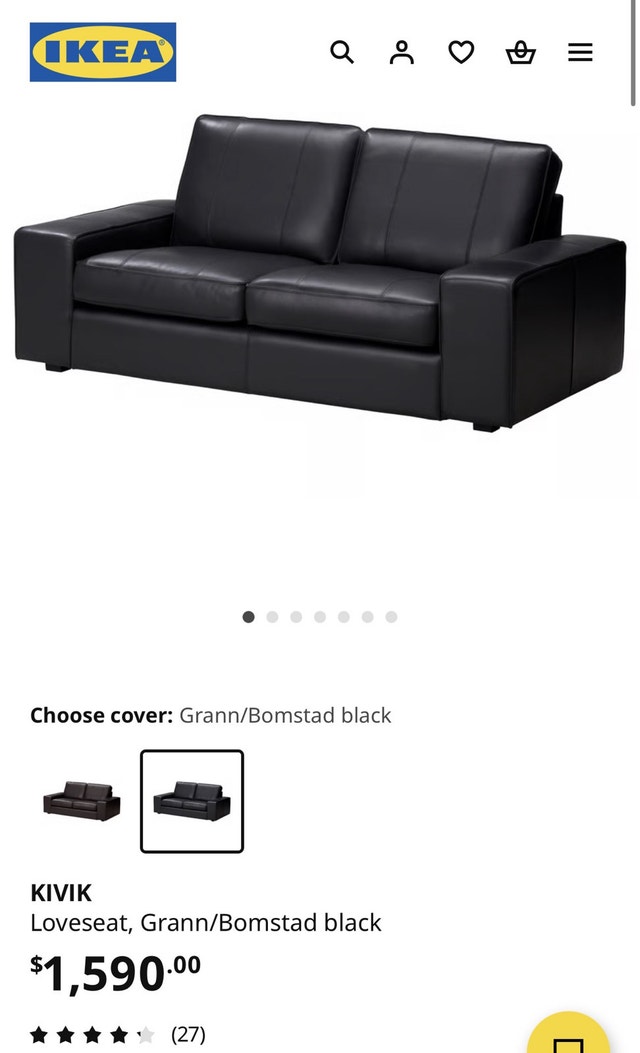 ikea Kivik Loveseat leather cream / off white color - photo 5