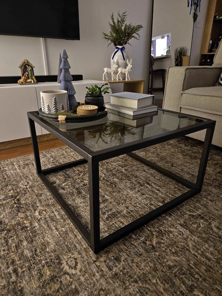 Square glass coffee table