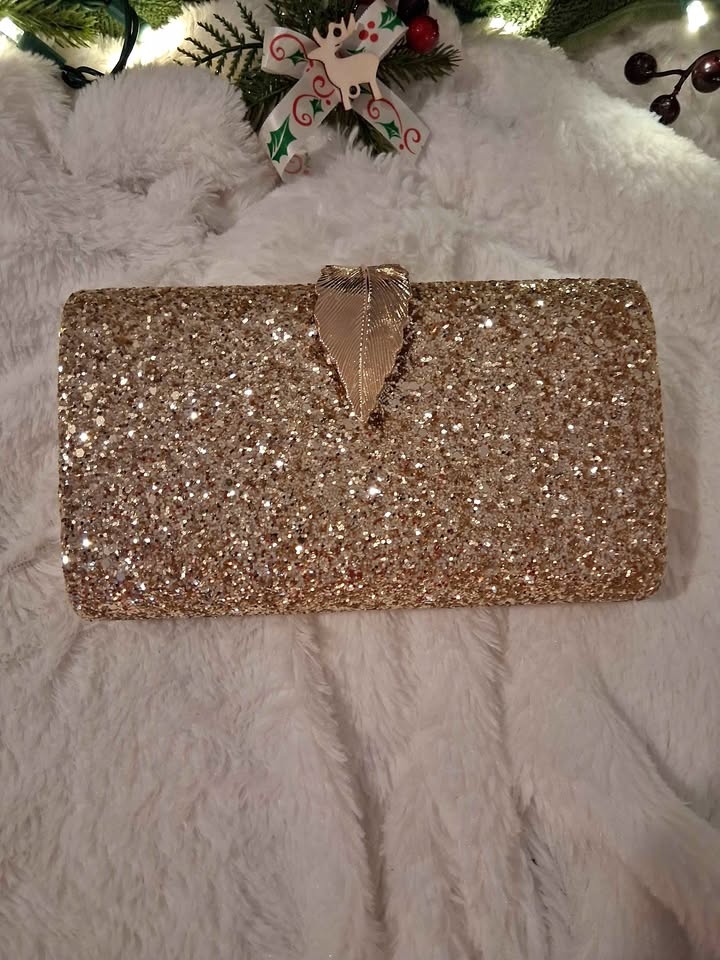 Sparkling Glitter Gold Clutch Bag