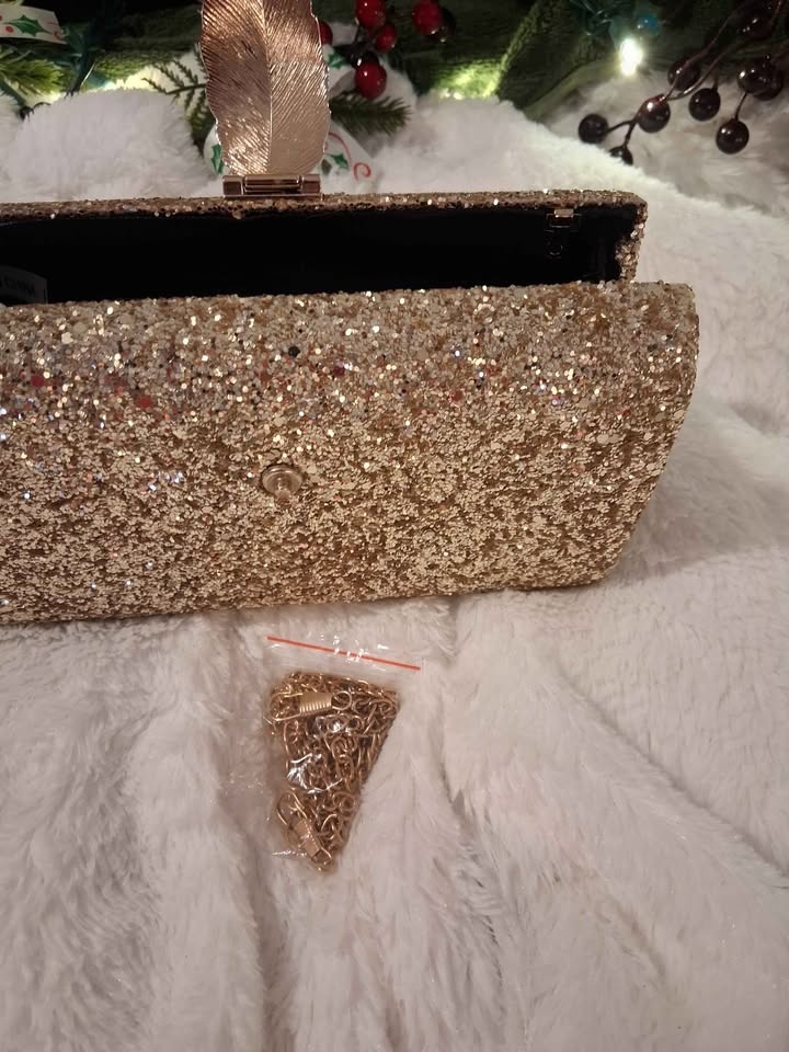 Sparkling Glitter Gold Clutch Bag - photo 4