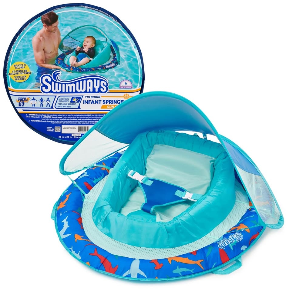 Swimways Infant Spring Float, Baby Pool Float with Canopy & UPF