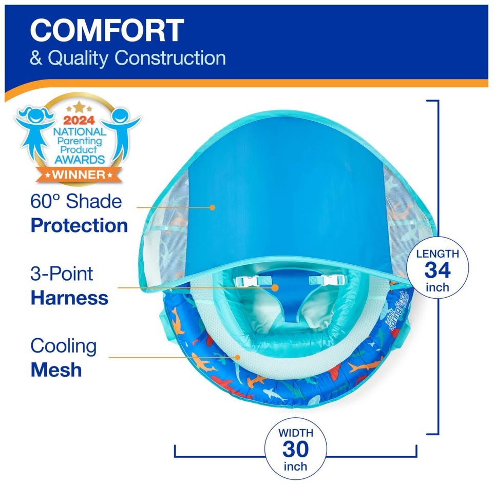 Swimways Infant Spring Float, Baby Pool Float with Canopy & UPF - photo 3