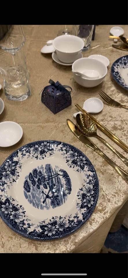 8” Blue Victorian windmill plates
