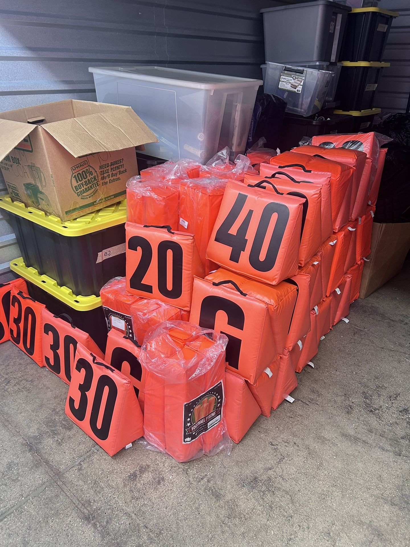 Solid Weighted Football Yard Markers and Pylons Lot