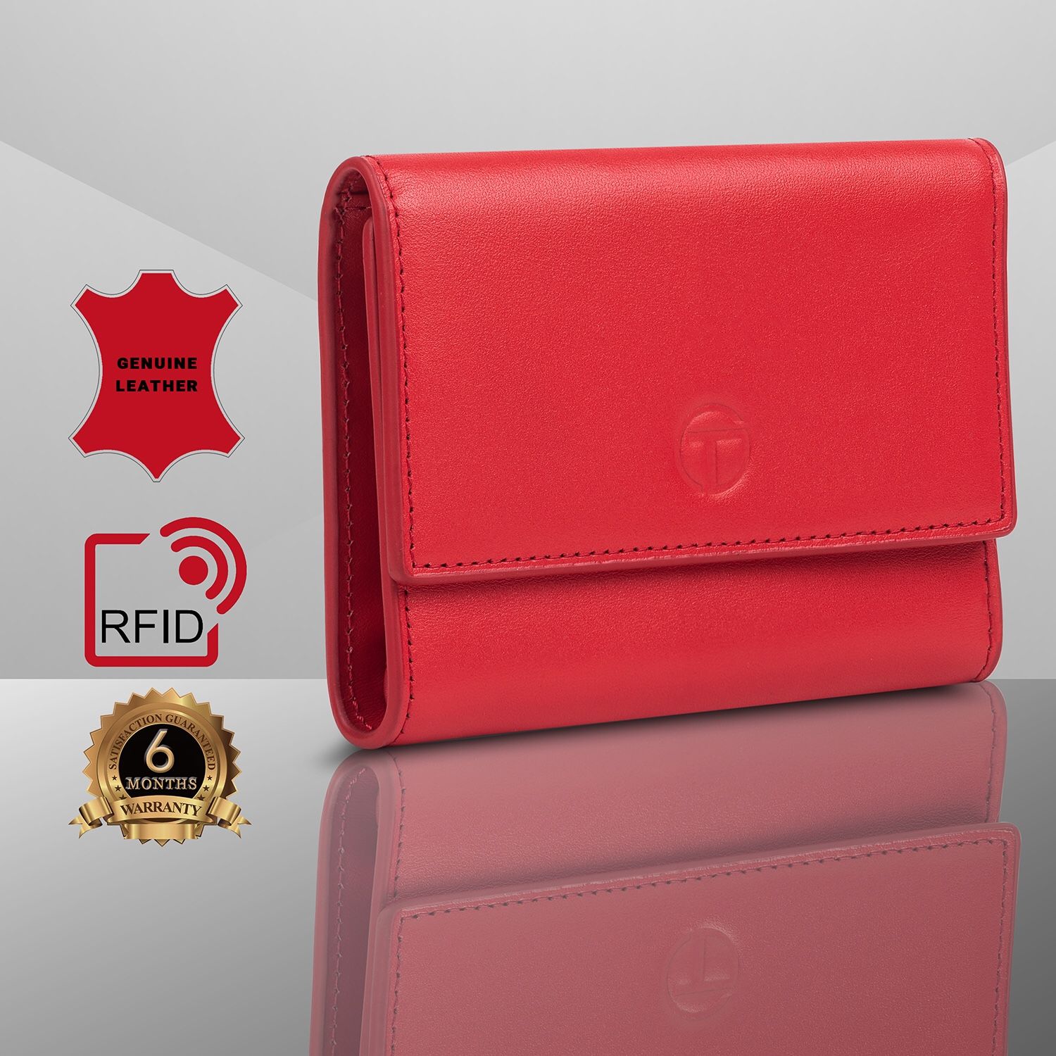 Tomis leather wallet for women, available red and black color