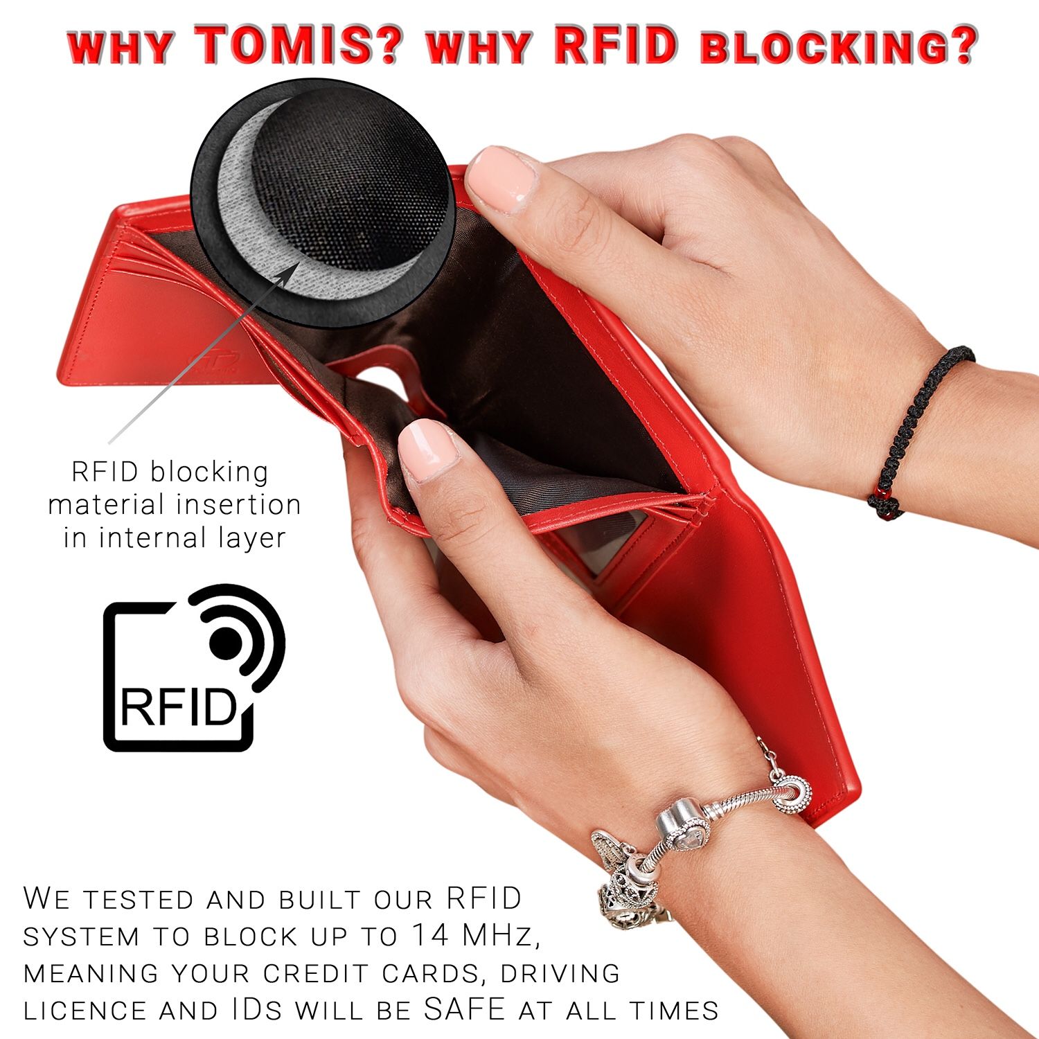 Tomis leather wallet for women, available red and black color - photo 3