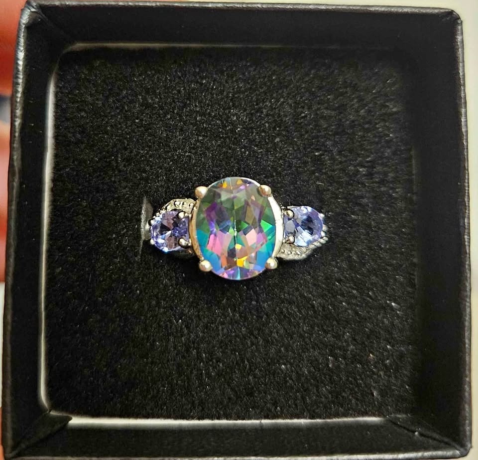 14K White Gold, Diamonds & Tanzanite Ring - Size 7
