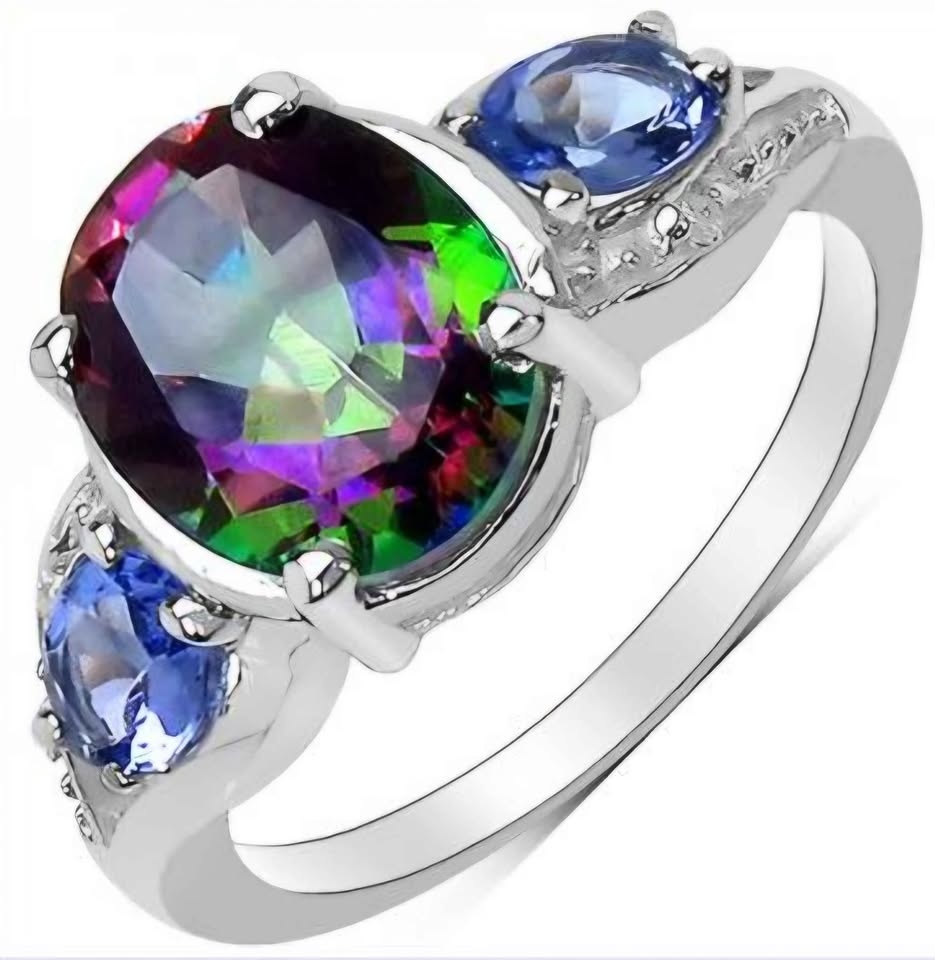 14K White Gold, Diamonds & Tanzanite Ring - Size 7 - photo 2