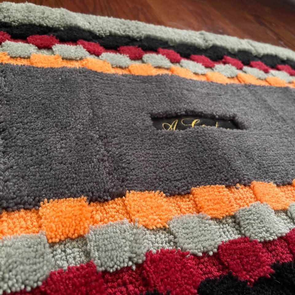 Gray & Orange Patterned Bath Mat - photo 3