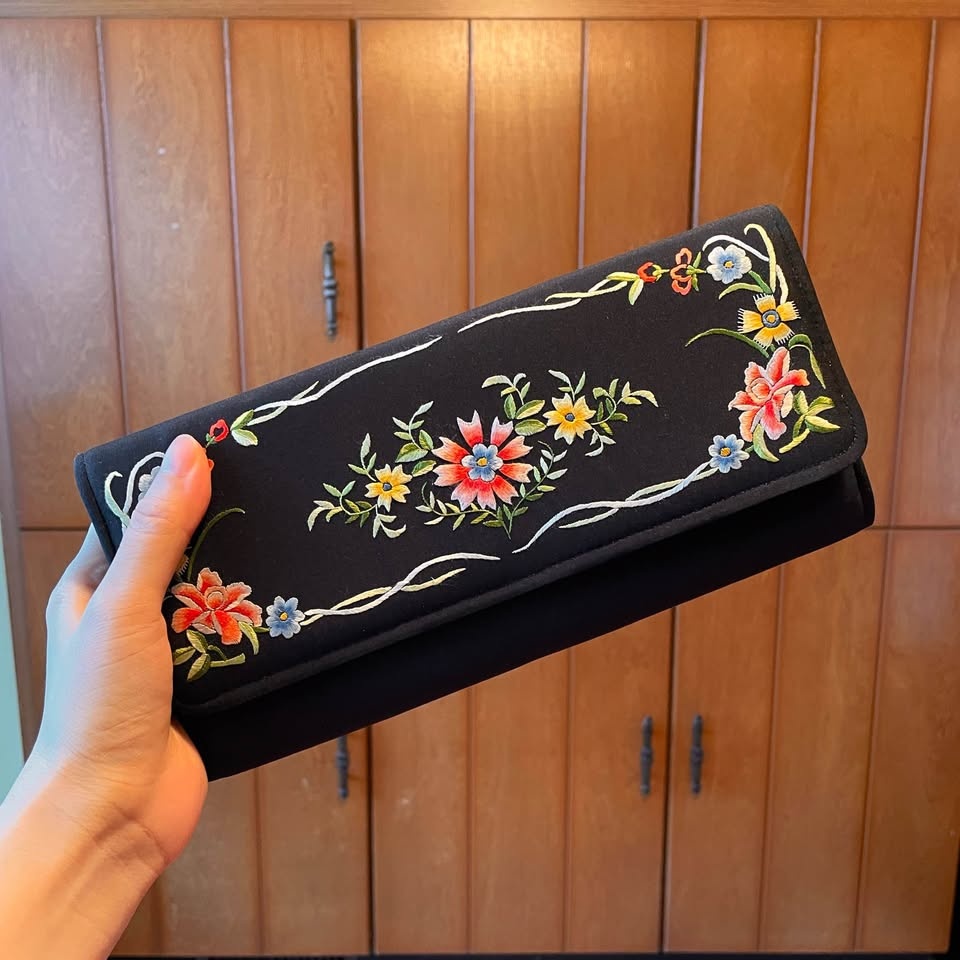 Vintage 100% Silk Clutch Wallet - Suzhou Embroidery - photo 4