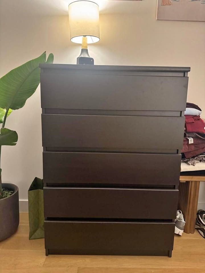 New - Assembled 5 drawer Wooden