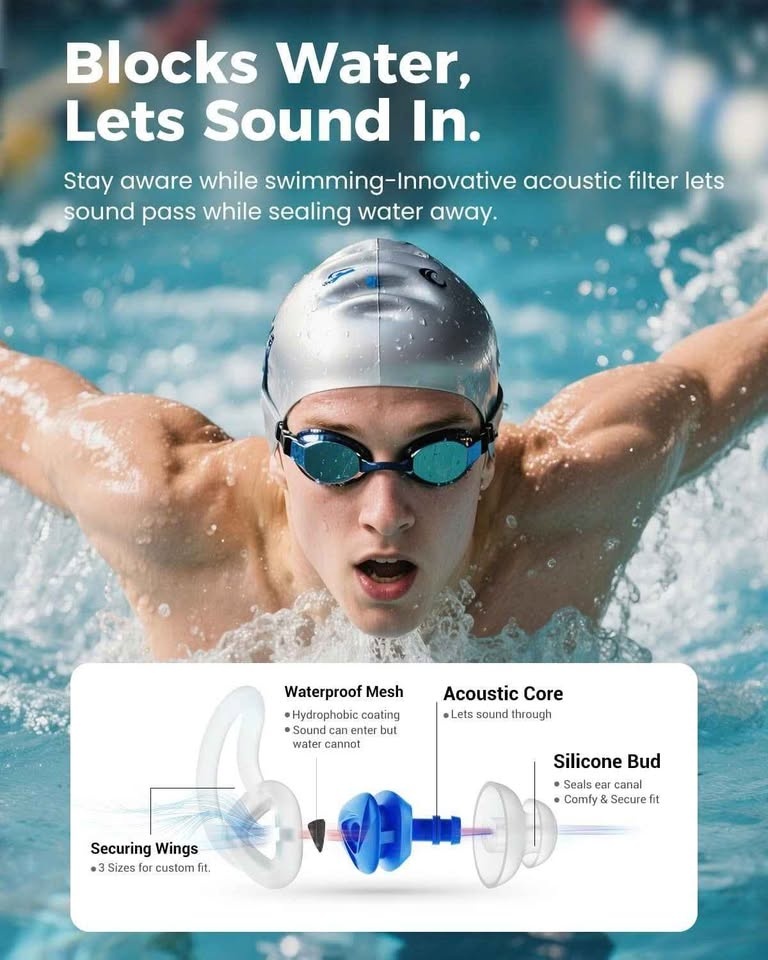 Hearprotek Swimmer Ear Plugs, 2 Pairs - photo 2