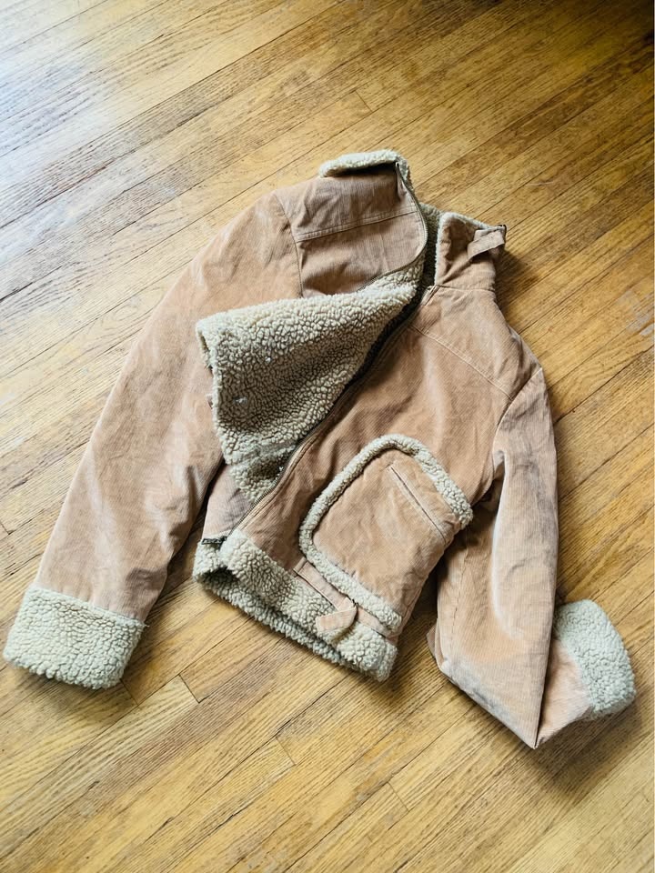 Vintage  PENNYLANE Corduroy & Faux Shearling Cropped Coat - photo 2