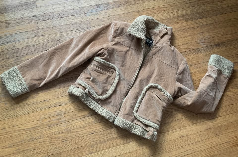 Vintage  PENNYLANE Corduroy & Faux Shearling Cropped Coat