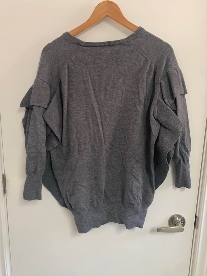 ZARA Oversized V-neck Sweater with ruffle detail - Size S/Small - photo 2