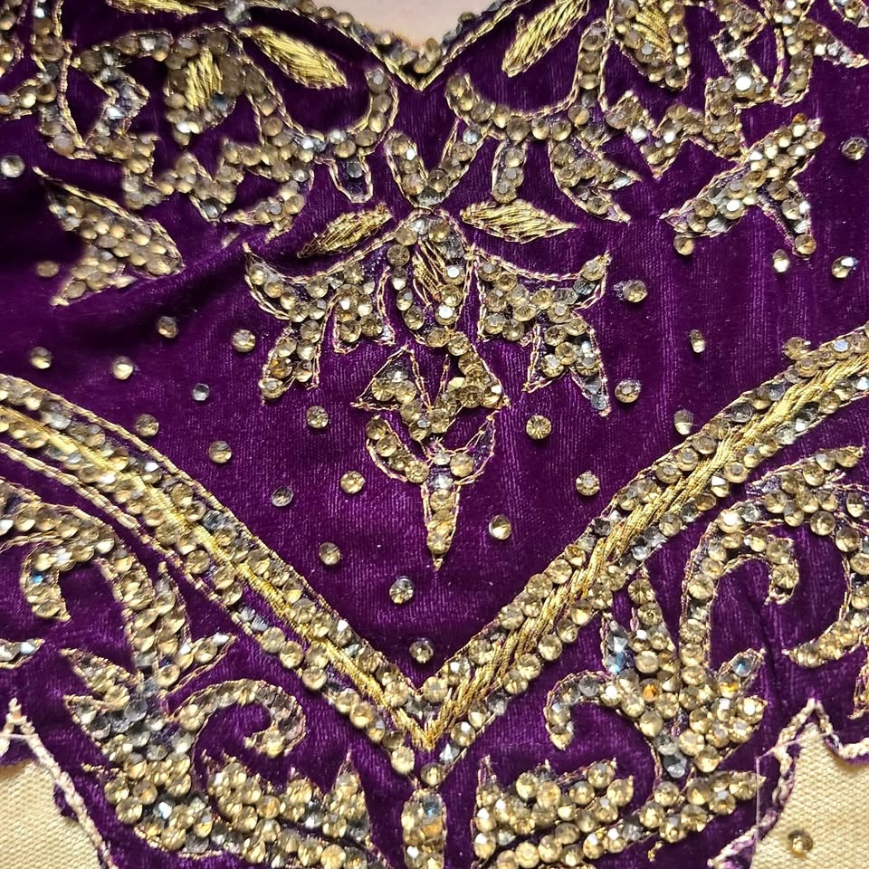 Embroidered Velvet/Chiffon Long Dress - photo 5