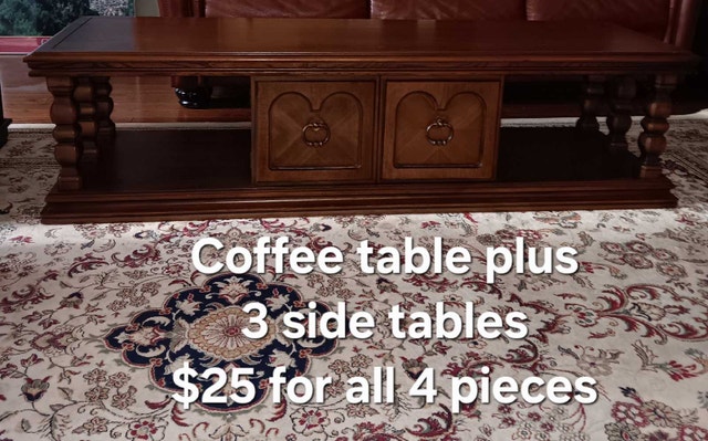 Coffee and 3 side tables - complete set