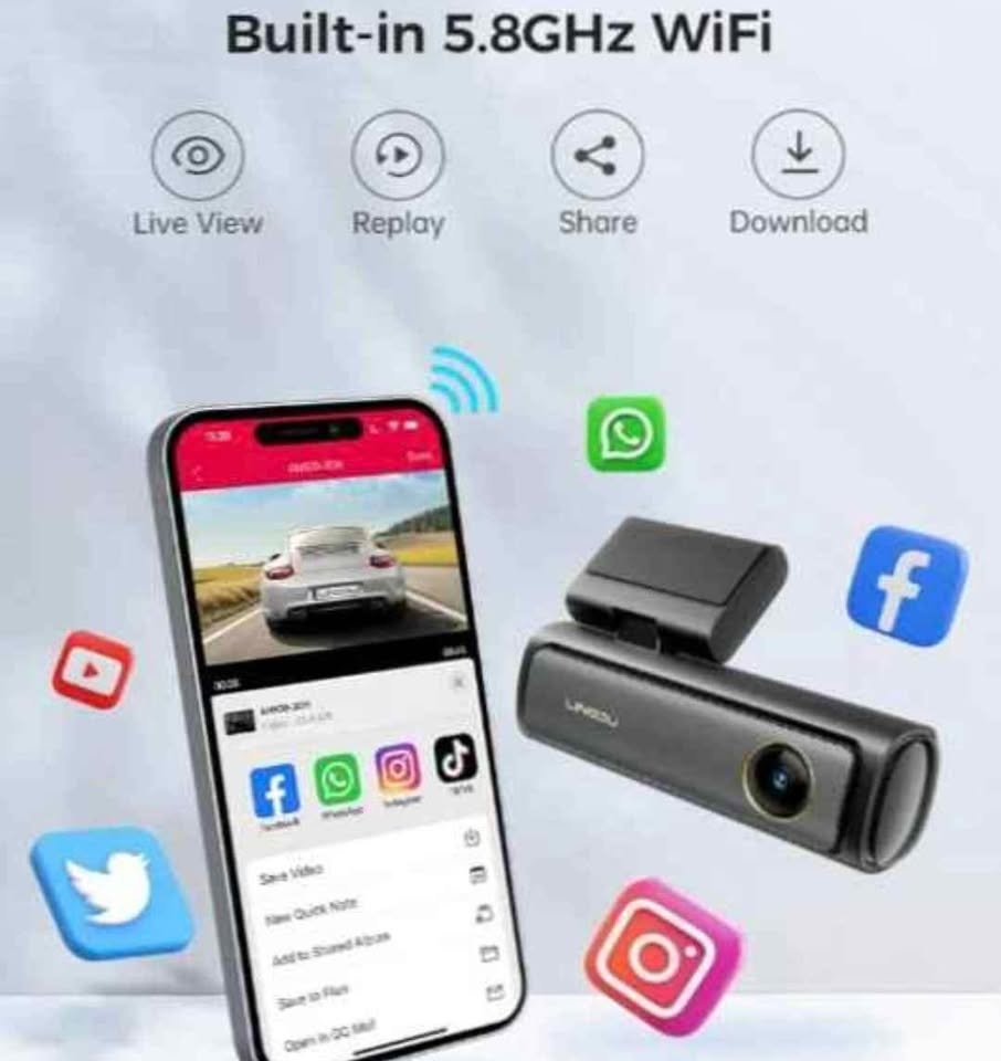 AM100 5GHz WiFi 3 canales Dash Cam, 4K D - photo 2