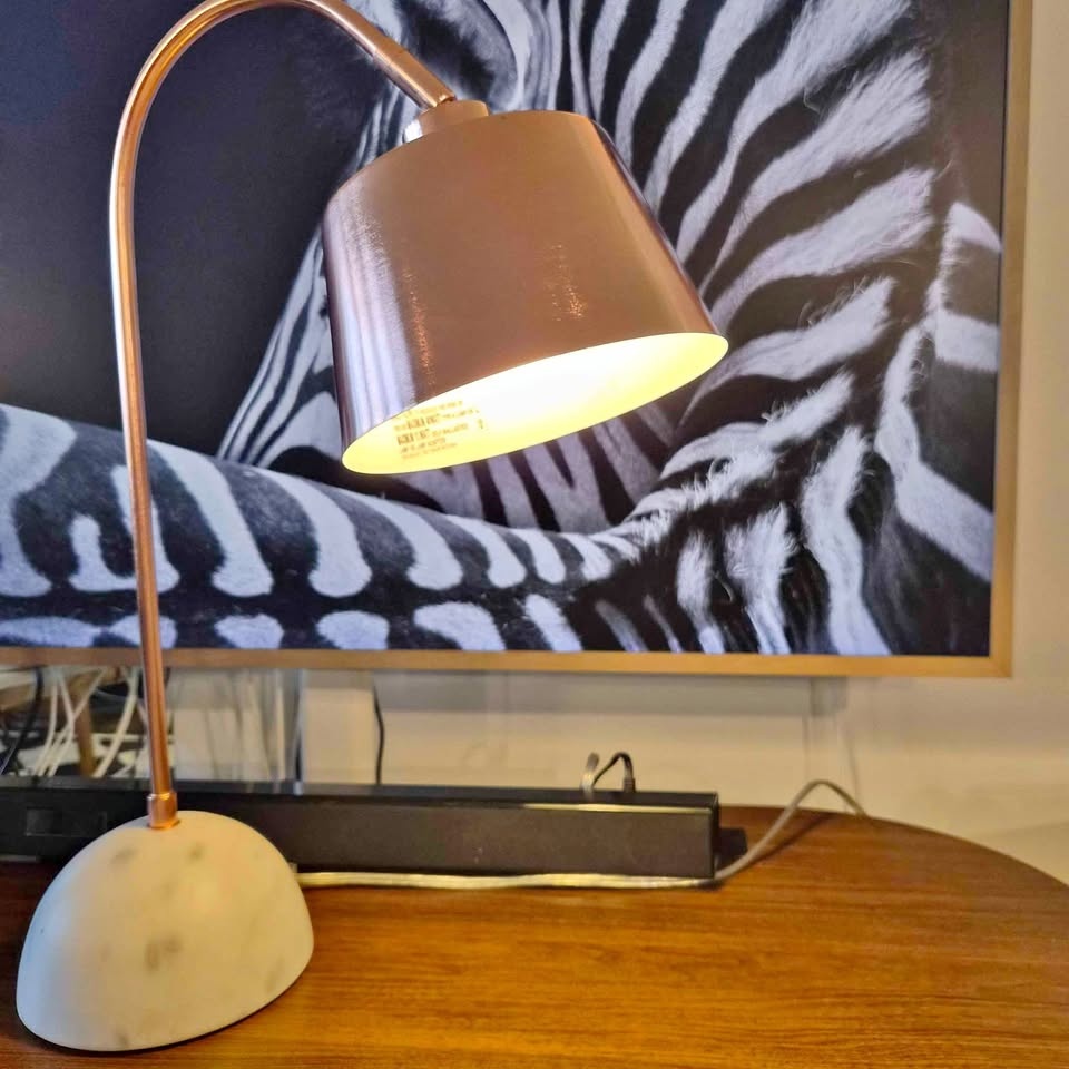 Marble Copper Gooseneck Table Lamp