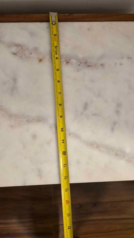 Solid Wood and Marble Nightstand - photo 4