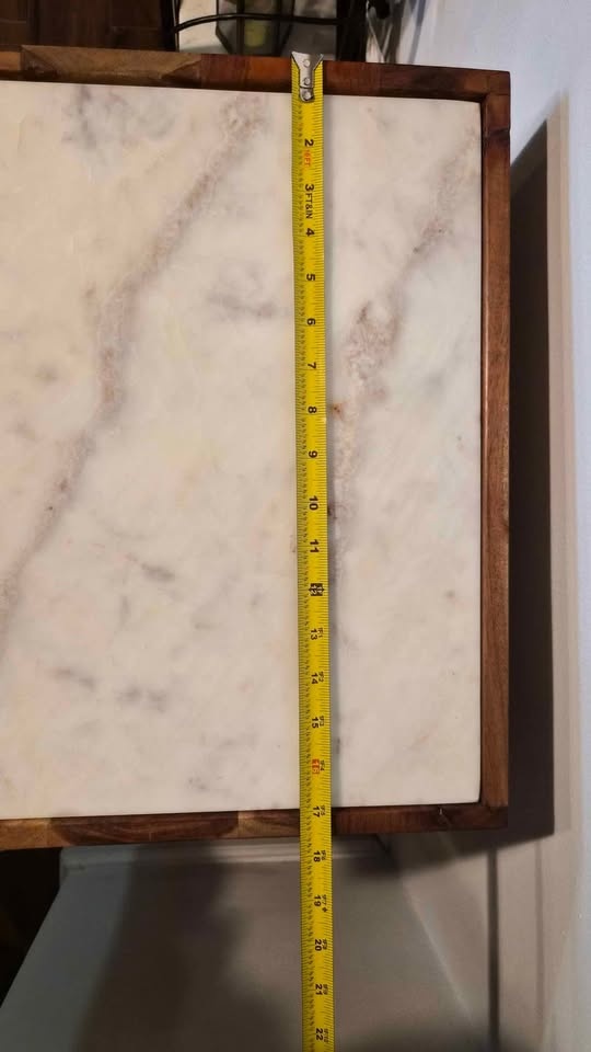 Solid Wood and Marble Nightstand - photo 5