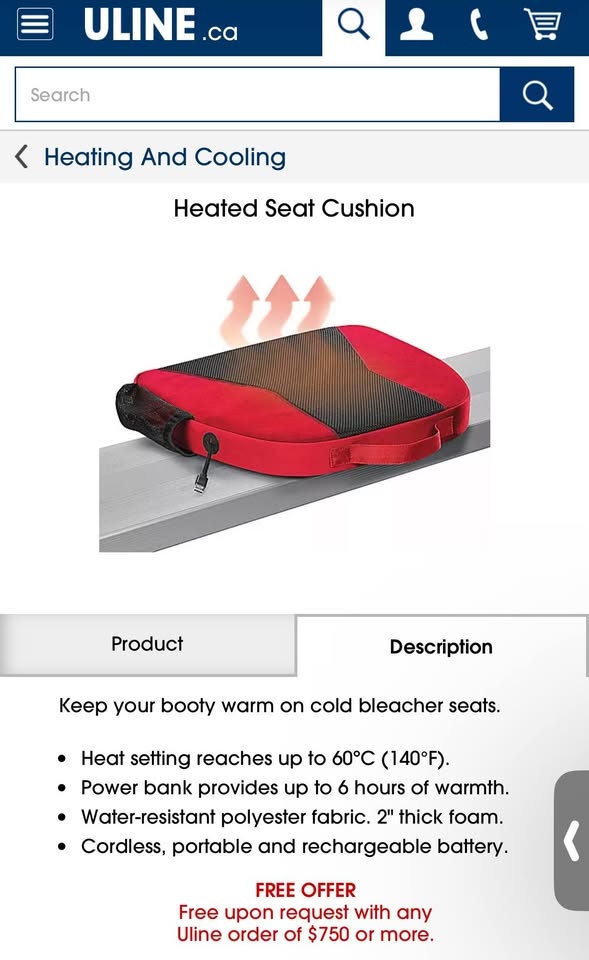 ULINE Heated Seat Cushion with power bank - photo 2