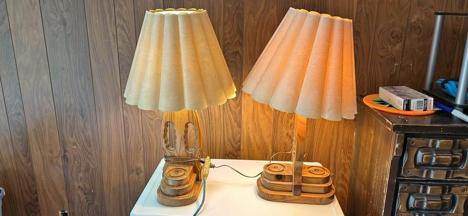 Antique wooden based lamps