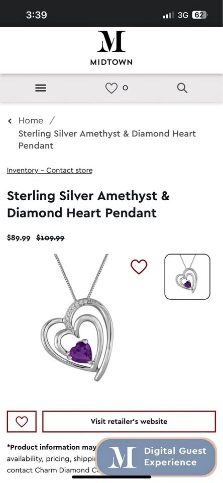 Purple heart necklace