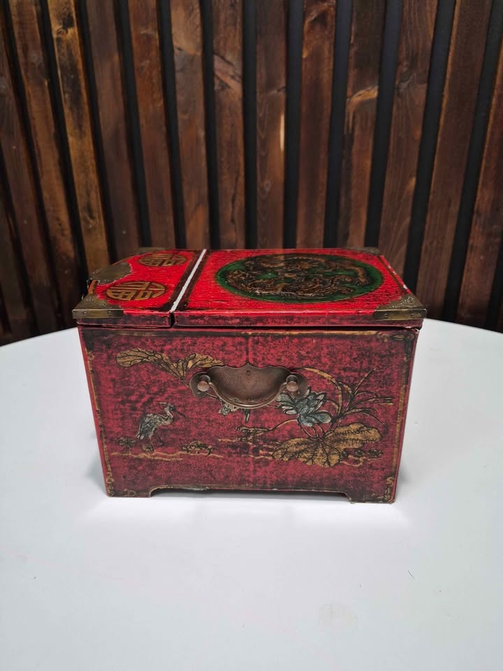 Vintage Chinese Style Wooden Jewelry Box with Mirror - photo 3