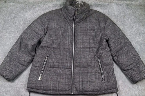 BCBGeneration Plaid Quilted Zip Puffer Jacket women’s M