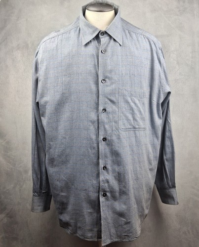 Ermenegildo Zegna Shirt Mens 2XL Blue Gray Plaid Made Italy - photo 2