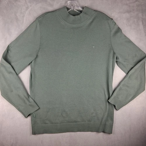 Pierre Cardin Sweater Men’s Medium Ribbed Mock Neck Knit Sage Gr