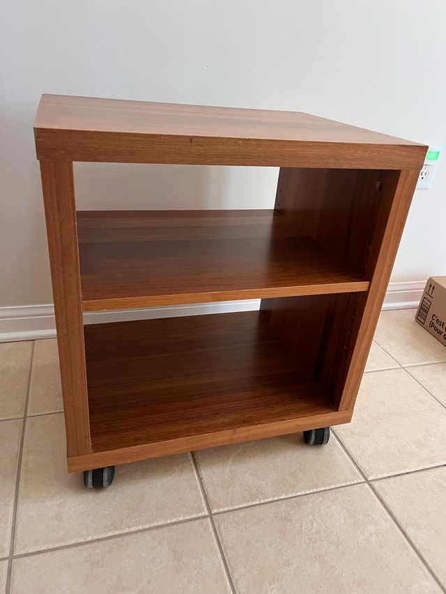 Brown nightstand side table with caster