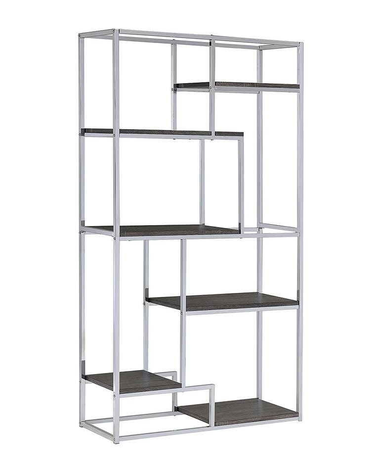 Furniture of America Living Display Shelf, Chrome